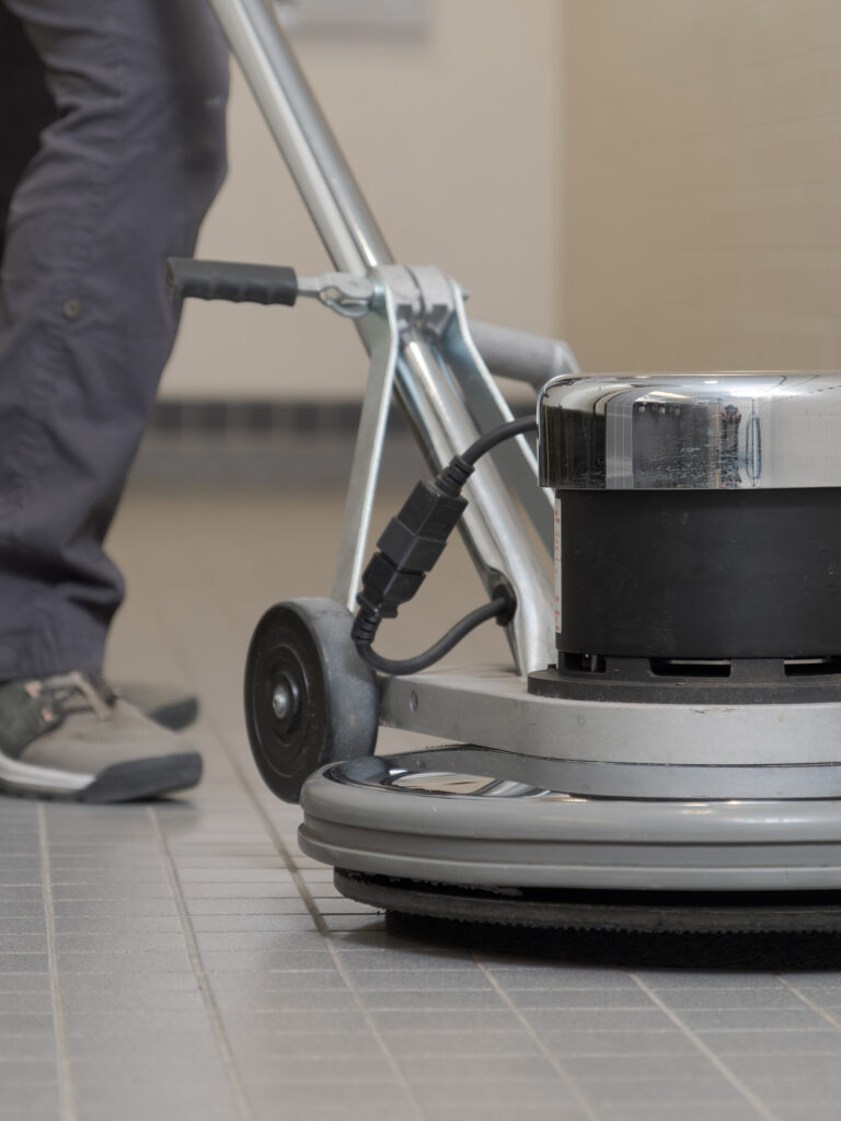 floor scrubbing with polishing machine